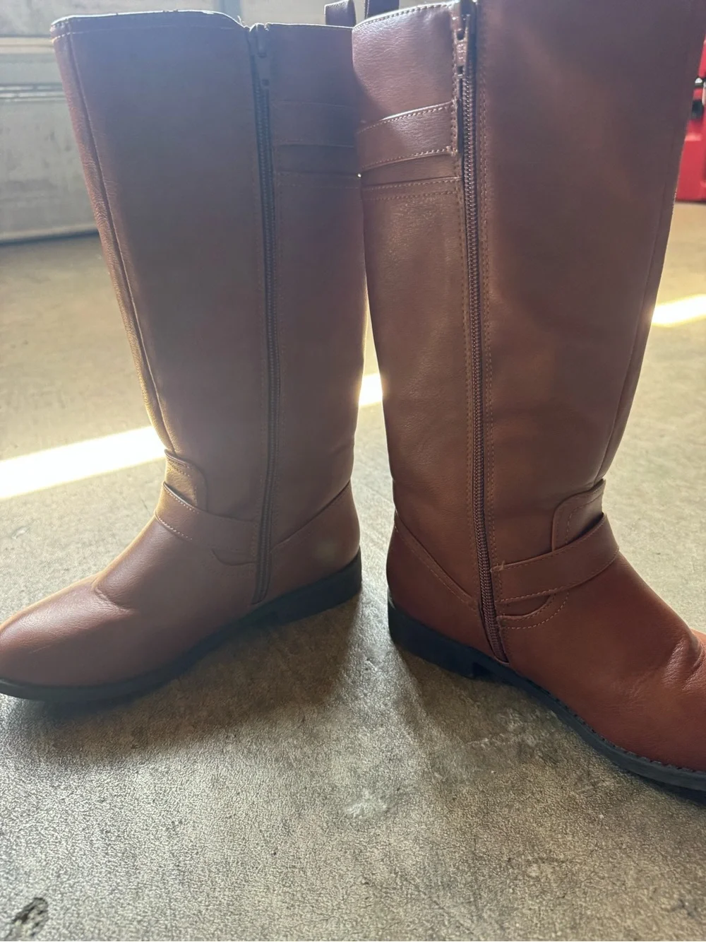 Girl’s Brown Tall Riding Boots with Buckle Detail